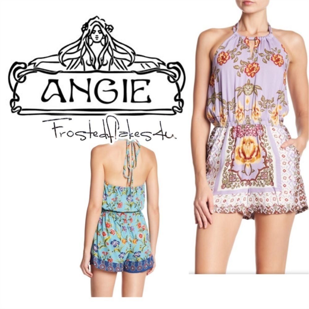 ✨🌿Anthropologie🌾ANGIE Print Halter Rompers✨NEW✨